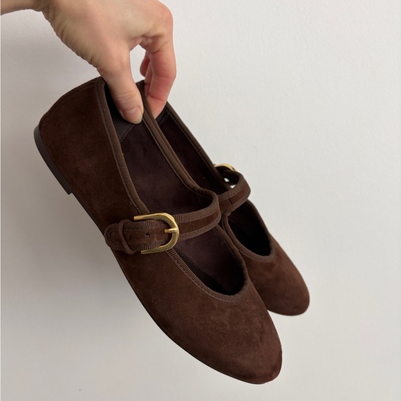 Zara Shoes - Zara Brown Suede Mary Jane Flats